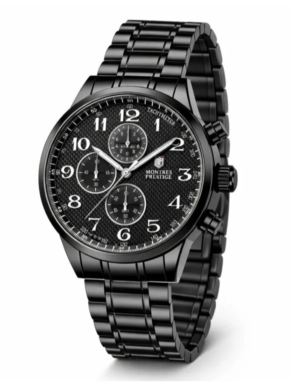 Men's Black Chronograph Stainless Steel Watch